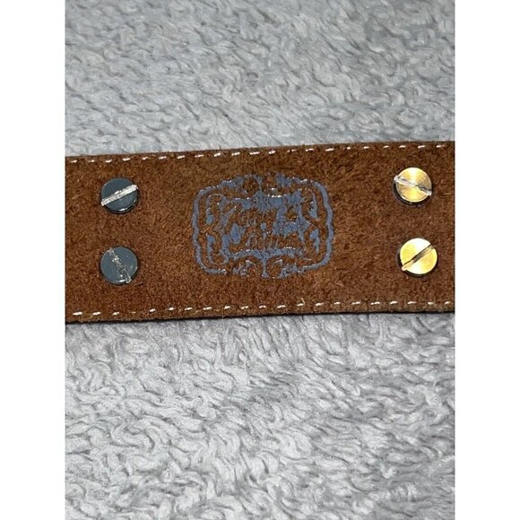 TONY LAMA Mens Cognac Nubuck Diamond Silver Studs Silver Buckle Belt - Picture 12 of 12